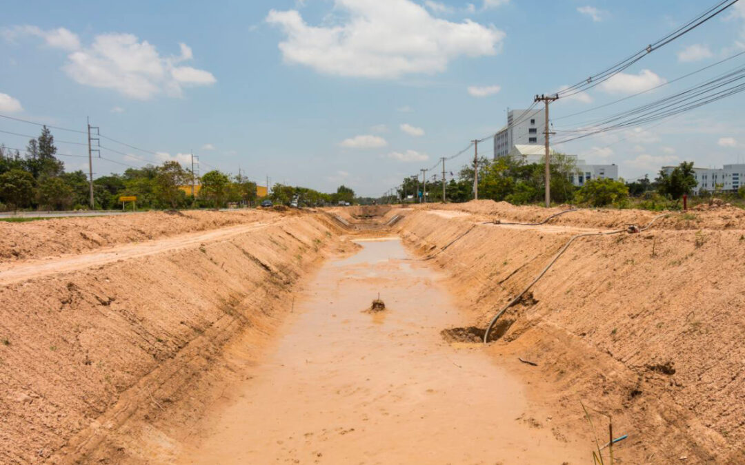 Construction drains to prevent flooding.